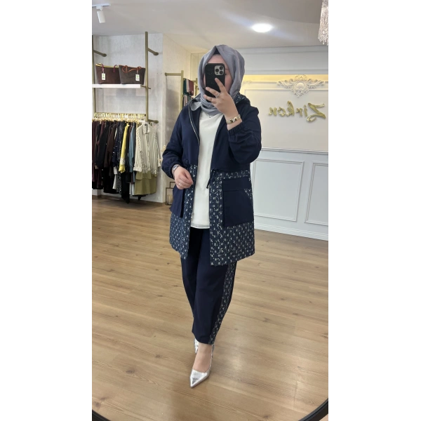 FATMA DANIŞMAN Kare Pul İnce Kot Takım