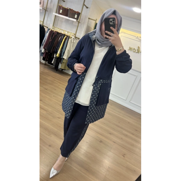 FATMA DANIŞMAN Kare Pul İnce Kot Takım