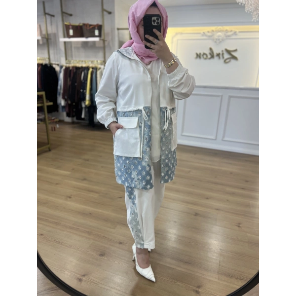 FATMA DANIŞMAN Kare Pul İnce Kot Takım