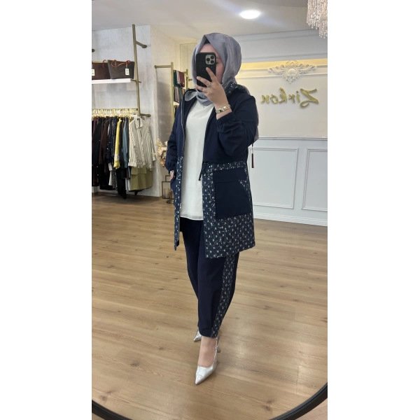 FATMA DANIŞMAN Kare Pul İnce Kot Takım