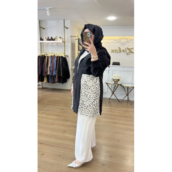 FATMA DANIŞMAN Leopar Pulpayet Pamuk Paraşüt Ceket