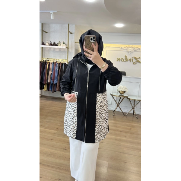 FATMA DANIŞMAN Leopar Pulpayet Pamuk Paraşüt Ceket