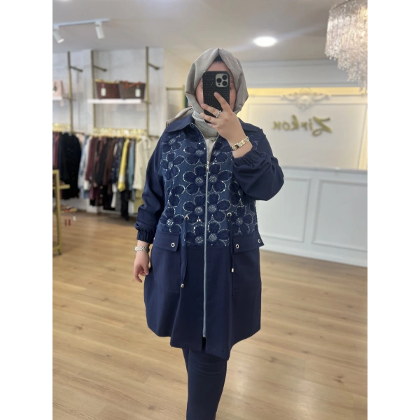 FATMA DANIŞMAN Pul Çiçekli İnce Kot Takım