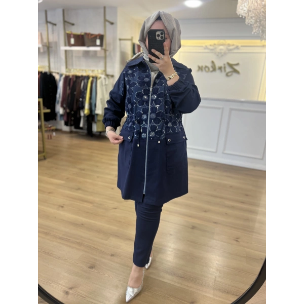FATMA DANIŞMAN Pul Çiçekli İnce Kot Takım