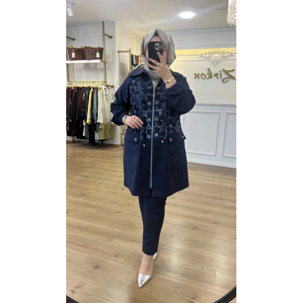 FATMA DANIŞMAN Pul Çiçekli İnce Kot Takım