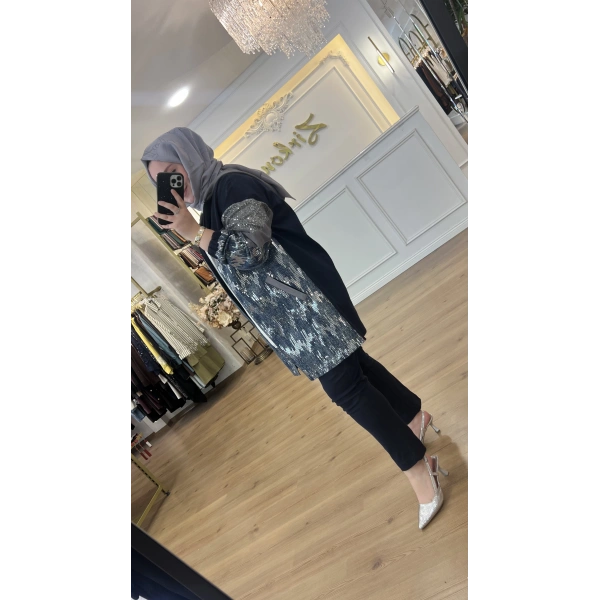 FATMA DANIŞMAN Pulpayetli İnce Kot Takım