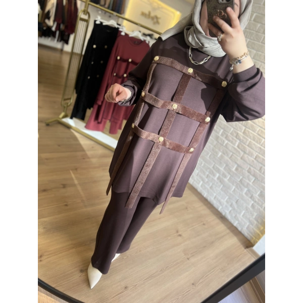 Levidor Angora Şeritli Düğmeli Takım