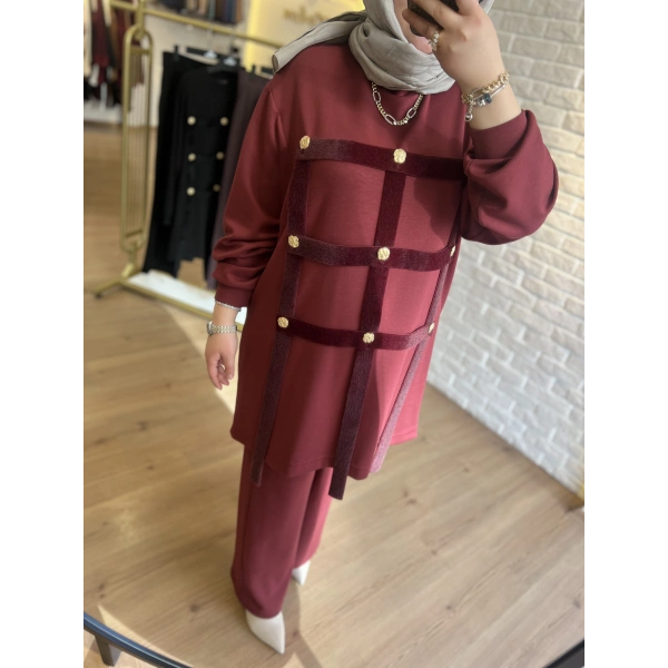 Levidor Angora Şeritli Düğmeli Takım