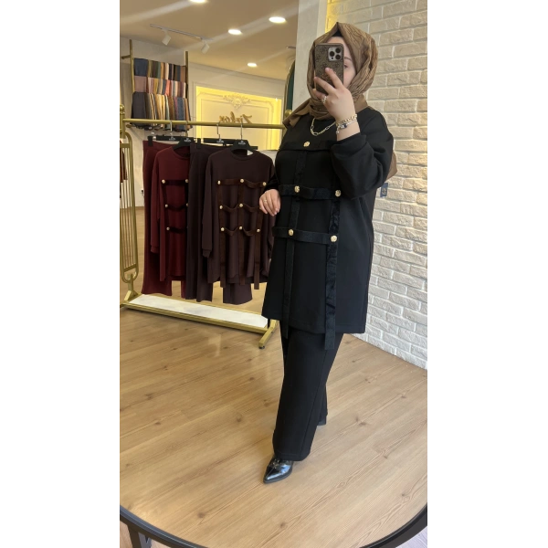 Levidor Angora Şeritli Düğmeli Takım