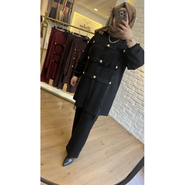 Levidor Angora Şeritli Düğmeli Takım