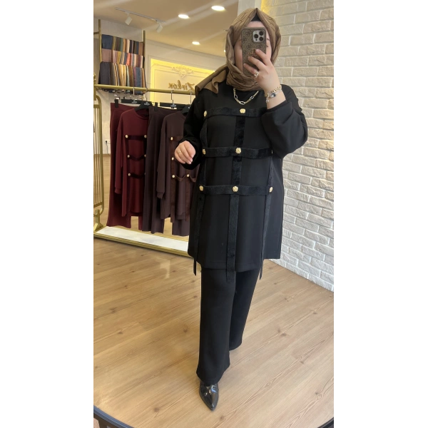 Levidor Angora Şeritli Düğmeli Takım