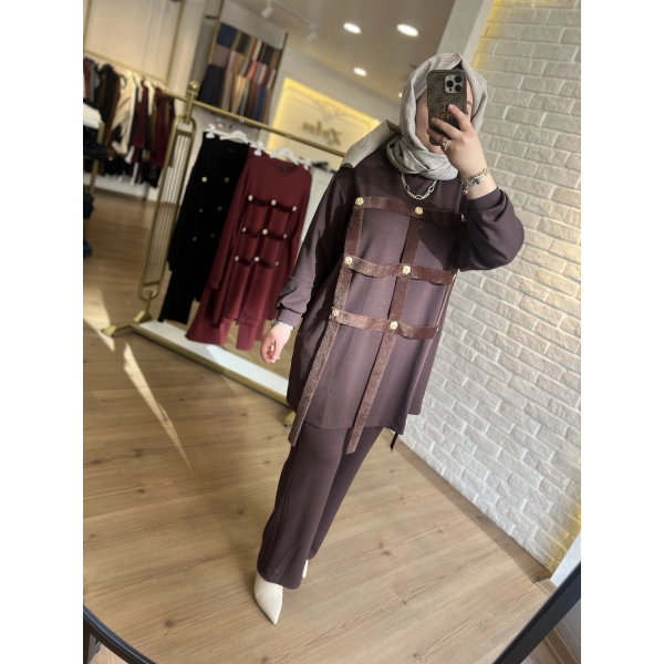 Levidor Angora Şeritli Düğmeli Takım