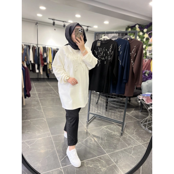 Levidor İncili Taşlı Sweat