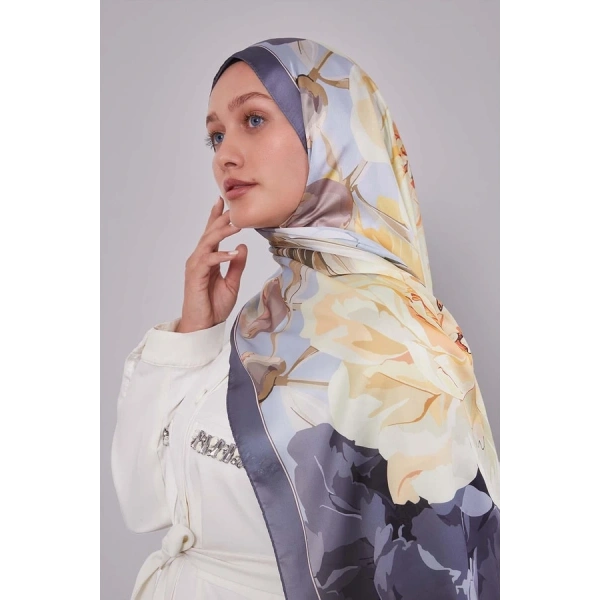 LEVİDOR Lotus Desen Hint İpeği Şal