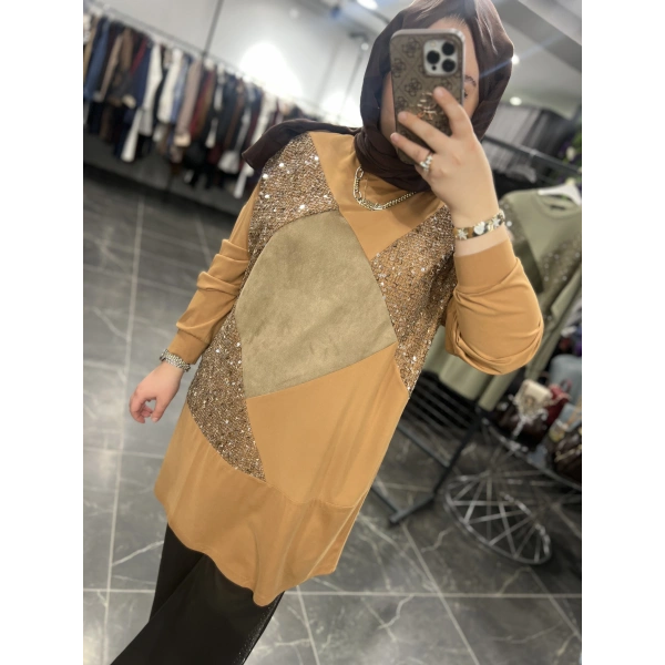 Levidor Pul ve Nubuklu Bambu Penye Tunik