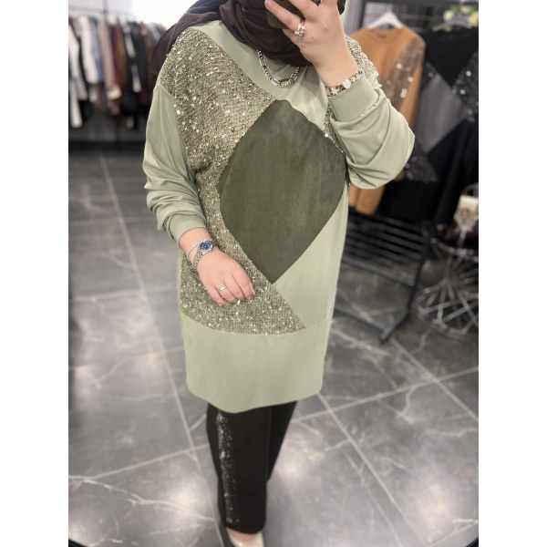 Levidor Pul ve Nubuklu Bambu Penye Tunik