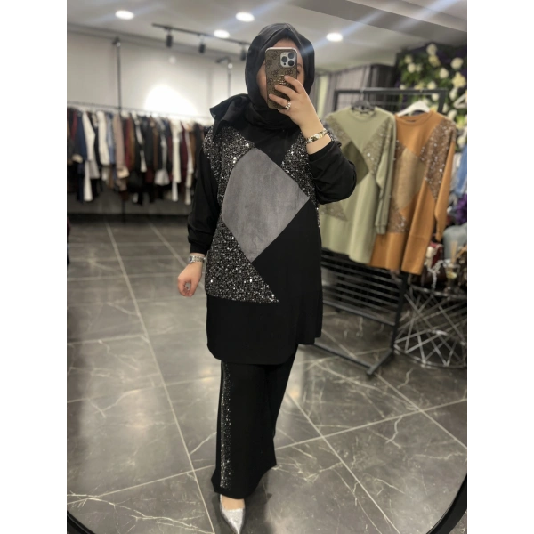 Levidor Pul ve Nubuklu Bambu Penye Tunik