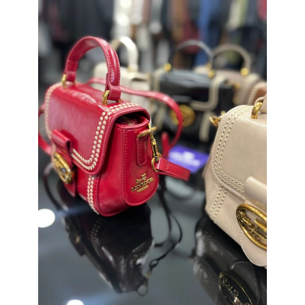 Levidor Zımba Nakışlı Altıgen Çanta