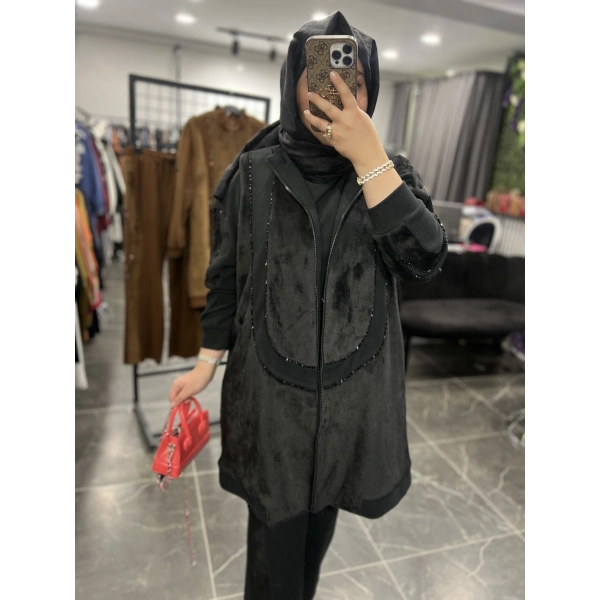 MEVA BY PUREVA Boncuk İşlemeli Yelekli Üçlü Takım