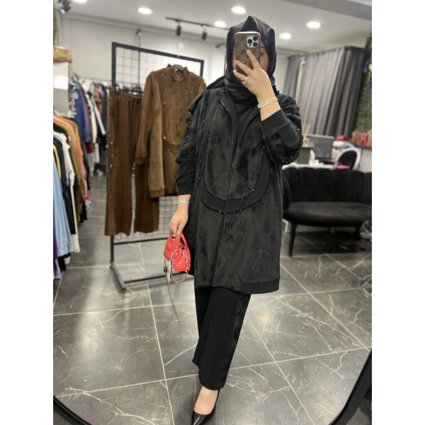 MEVA BY PUREVA Boncuk İşlemeli Yelekli Üçlü Takım