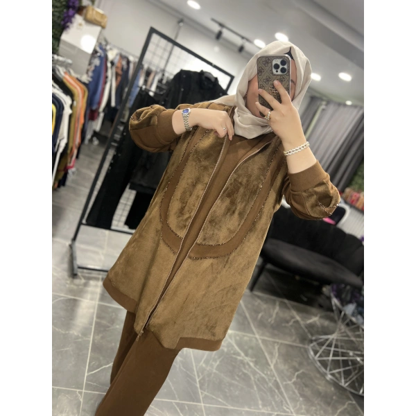 MEVA BY PUREVA Boncuk İşlemeli Yelekli Üçlü Takım