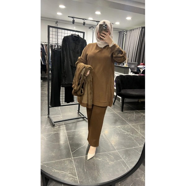 MEVA BY PUREVA Boncuk İşlemeli Yelekli Üçlü Takım