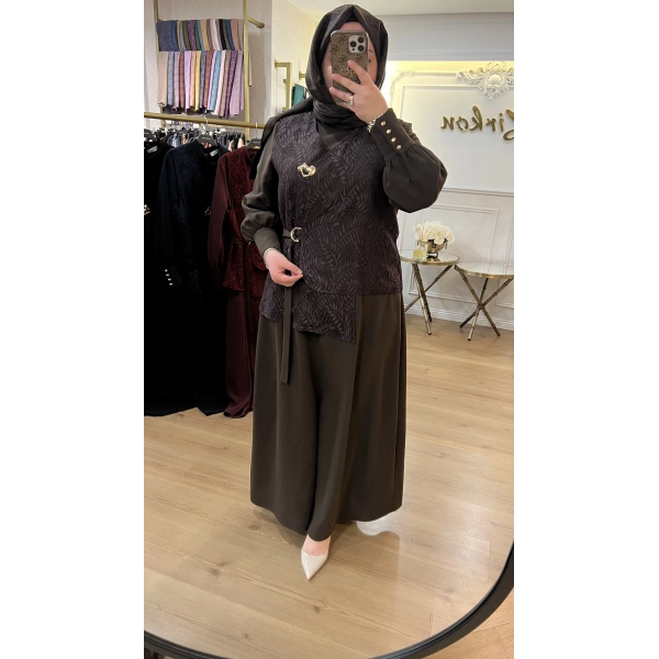 MEVA BY PUREVA Dantel Yelekli Krep Elbise