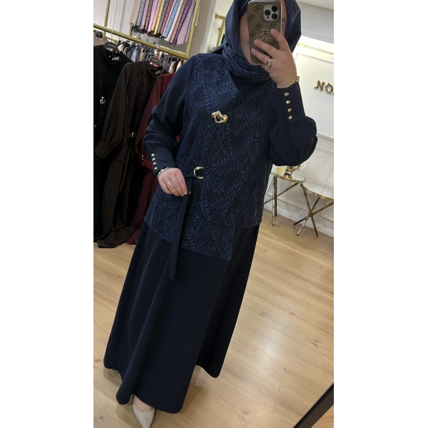 MEVA BY PUREVA Dantel Yelekli Krep Elbise