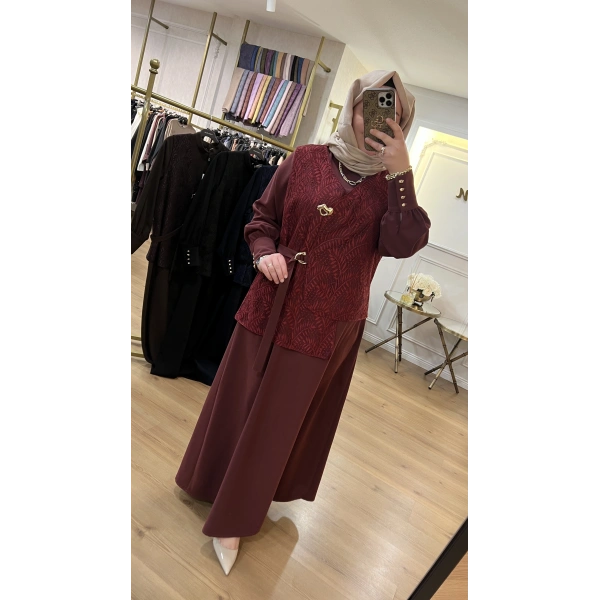 MEVA BY PUREVA Dantel Yelekli Krep Elbise