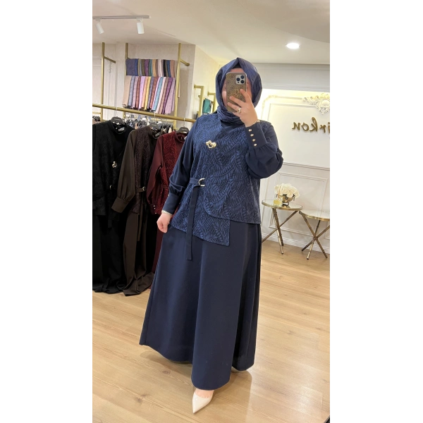 MEVA BY PUREVA Dantel Yelekli Krep Elbise