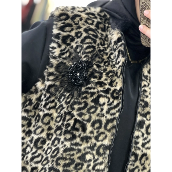 MEVA BY PUREVA Leopar Yelekli Üçlü Takım