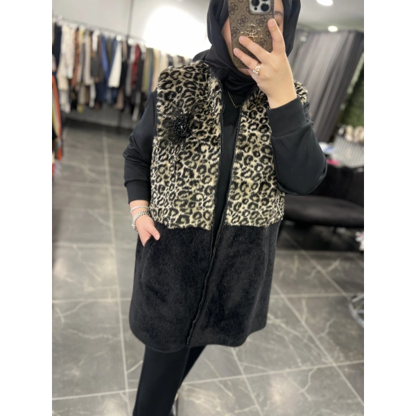 MEVA BY PUREVA Leopar Yelekli Üçlü Takım