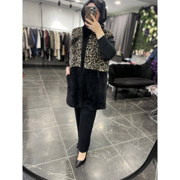 MEVA BY PUREVA Leopar Yelekli Üçlü Takım