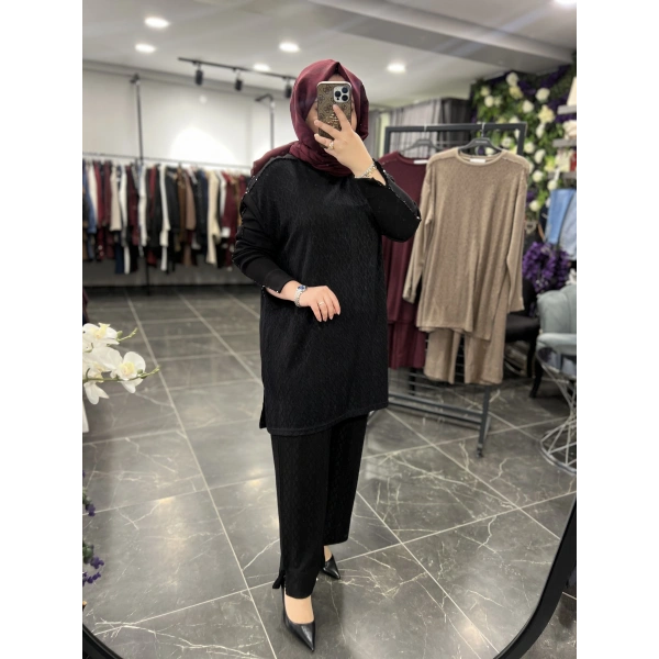 MEVA PLUS BY PUREVA İşlemeli Triko Takım