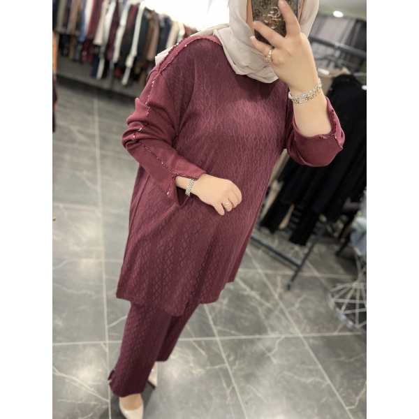 MEVA PLUS BY PUREVA İşlemeli Triko Takım