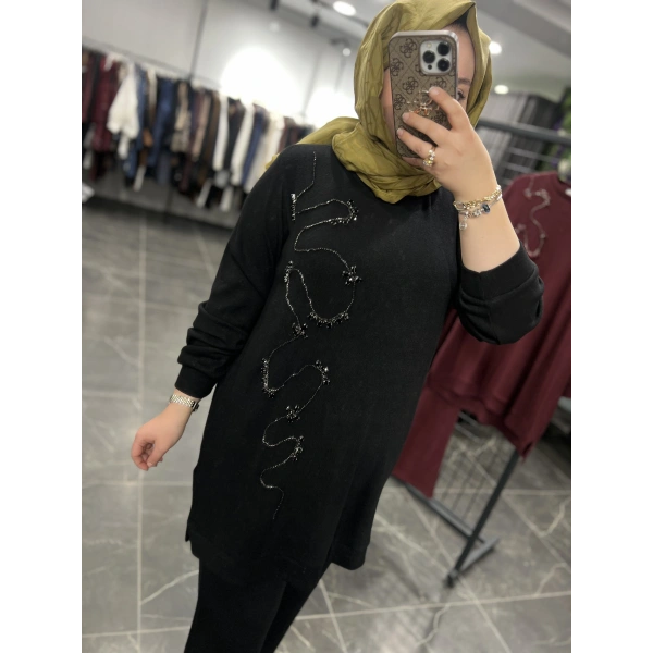 MEVA PLUS By Pureva Taş İşlemeli Triko Takım