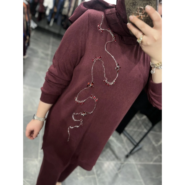 MEVA PLUS By Pureva Taş İşlemeli Triko Takım