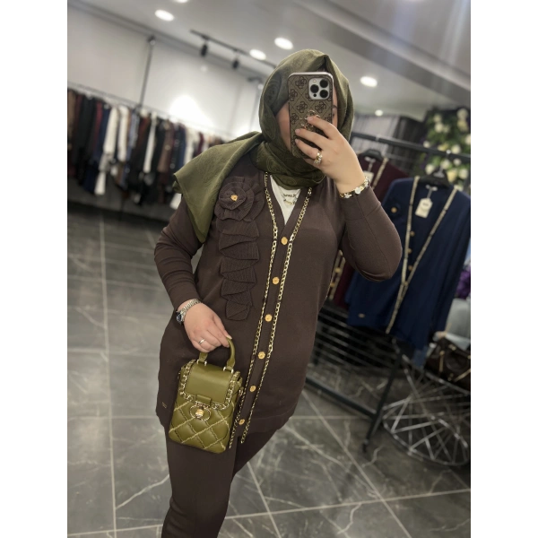 Niliwi Zincirli Selanik Soğuk İplik Merserize Hırka