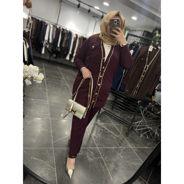 Niliwi Zincirli Selanik Soğuk İplik Merserize Hırka