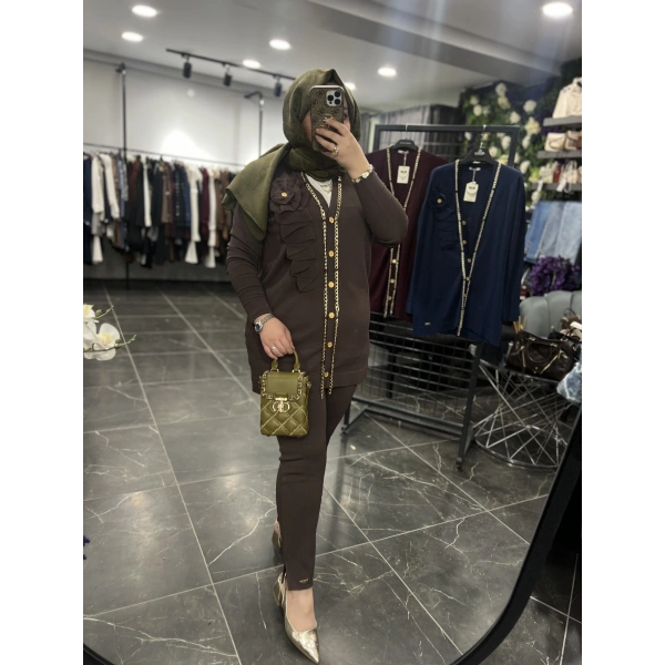 Niliwi Zincirli Selanik Soğuk İplik Merserize Hırka