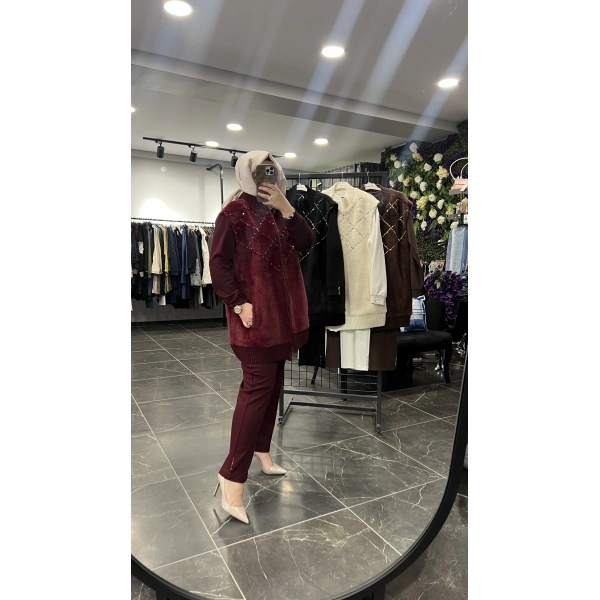 Pureva Baklava Taşlı Üçlü Takım