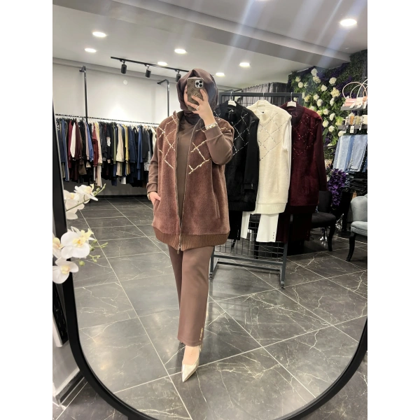 Pureva Baklava Taşlı Üçlü Takım