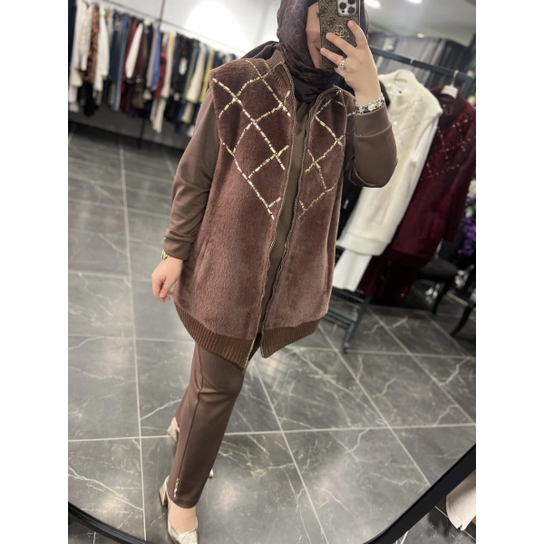 Pureva Baklava Taşlı Üçlü Takım