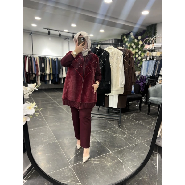 Pureva Baklava Taşlı Üçlü Takım