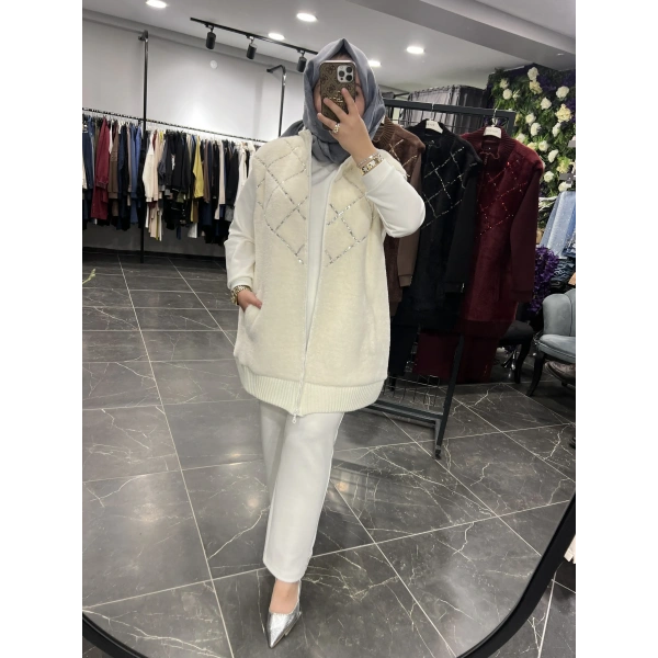 Pureva Baklava Taşlı Üçlü Takım