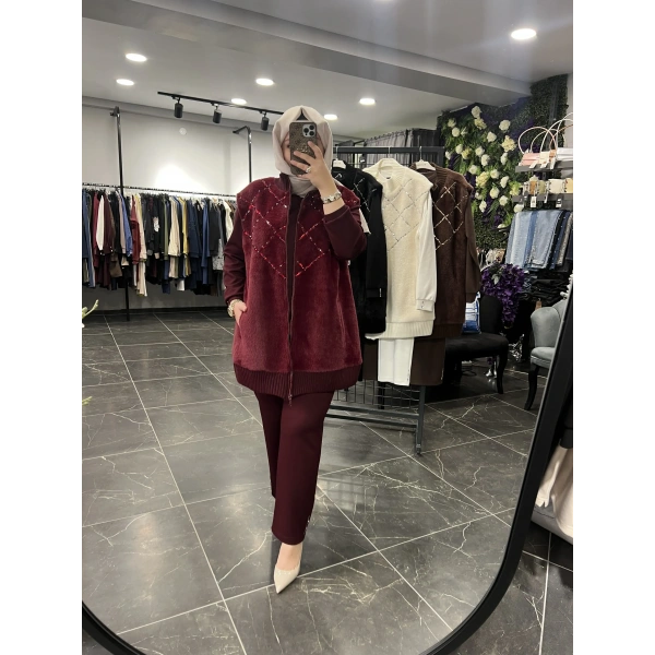 Pureva Baklava Taşlı Üçlü Takım