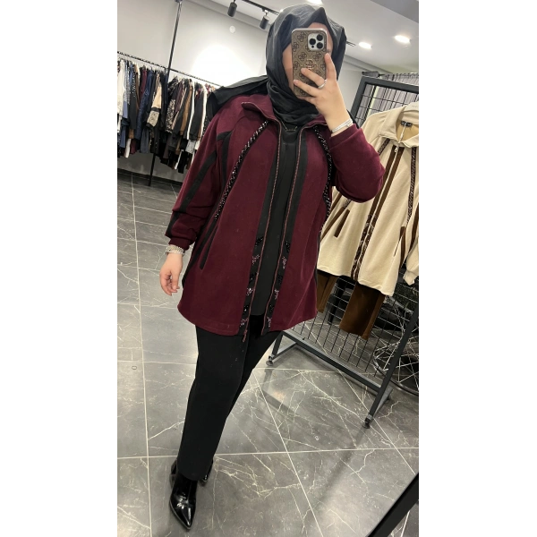 Pureva Boncuk İşlemeli Şardon Ceketli Takım