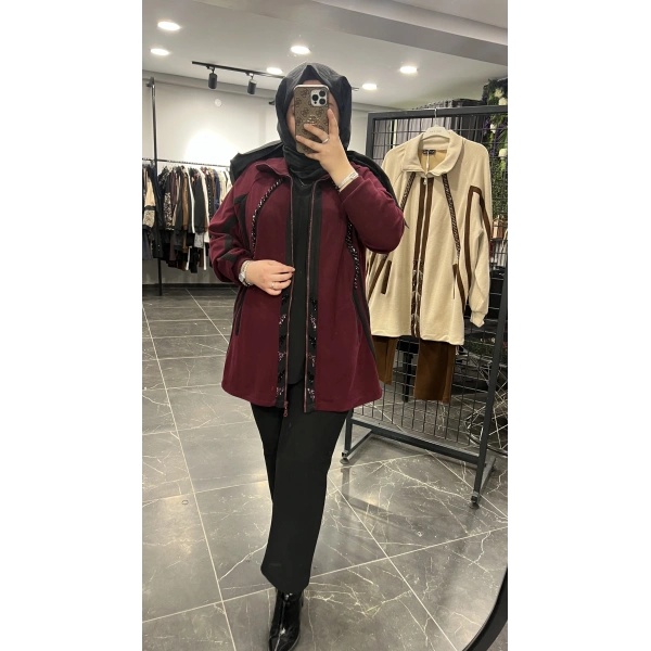 Pureva Boncuk İşlemeli Şardon Ceketli Takım