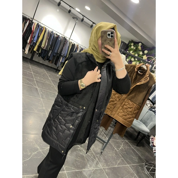 Pureva Boncuk İşlemeli Yelekli Takım