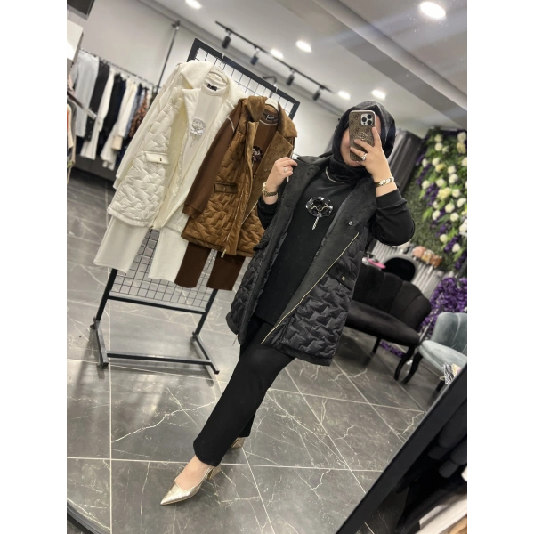 PUREVA Çiçek İşleme Yelekli Üçlü Takım